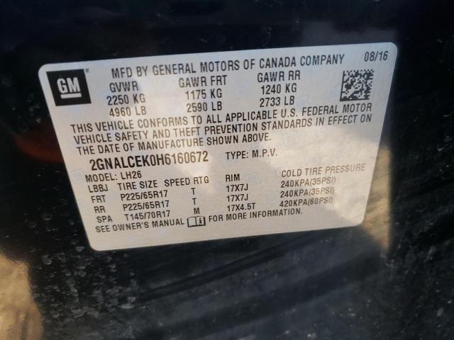 Photo 10 from auction – 2017 CHEVROLET EQUINOX LT with VIN 2GNALCEK0H6160672