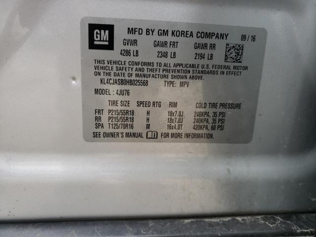 Photo 10 from auction – 2017 BUICK ENCORE PRE with VIN KL4CJASB0HB025568