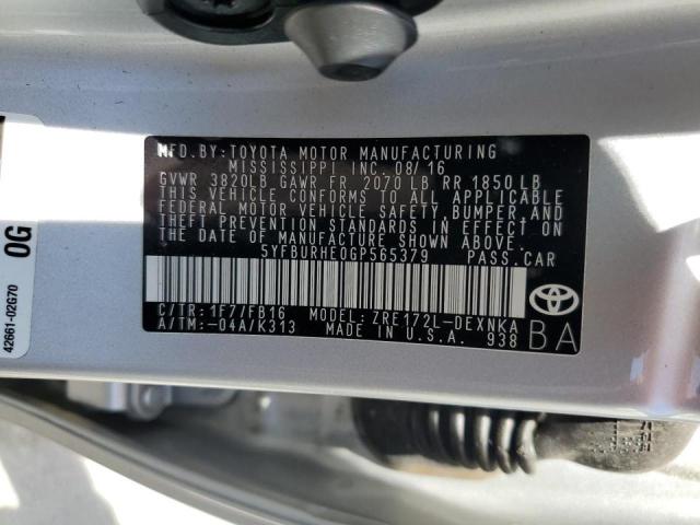 Photo 10 from auction – 2016 TOYOTA COROLLA L with VIN 5YFBURHE0GP565379