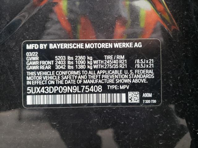 Photo 10 from auction – 2022 BMW X3 SDRIVE3 with VIN 5UX43DP09N9L75408