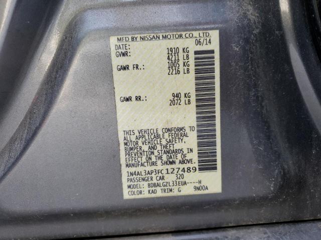 Photo 10 from auction – 2015 NISSAN ALTIMA 2.5 with VIN 1N4AL3AP3FC127489