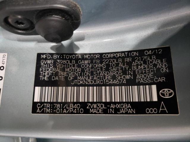Photo 10 from auction – 2012 TOYOTA PRIUS with VIN JTDKN3DUXC1544674