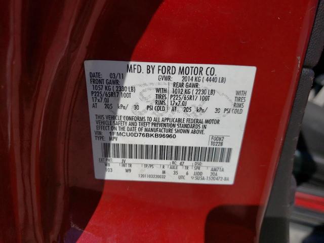 Photo 10 from auction – 2011 FORD ESCAPE XLT with VIN 1FMCU0D76BKB96960