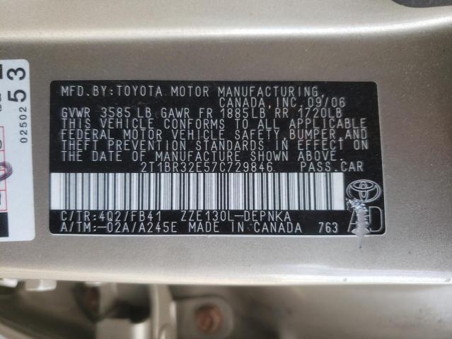 Photo 10 from auction – 2007 TOYOTA COROLLA CE with VIN 2T1BR32E57C729846