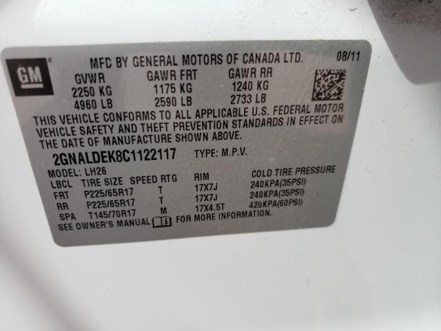 Photo 10 from auction – 2012 CHEVROLET EQUINOX LT with VIN 2GNALDEK8C1122117