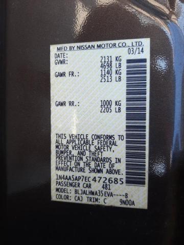 Photo 10 from auction – 2014 NISSAN MAXIMA S with VIN 1N4AA5AP7EC472685