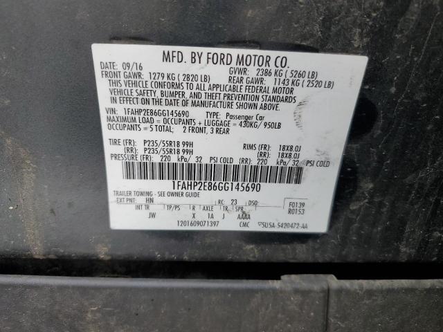 Photo 10 from auction – 2016 FORD TAURUS SEL with VIN 1FAHP2E86GG145690