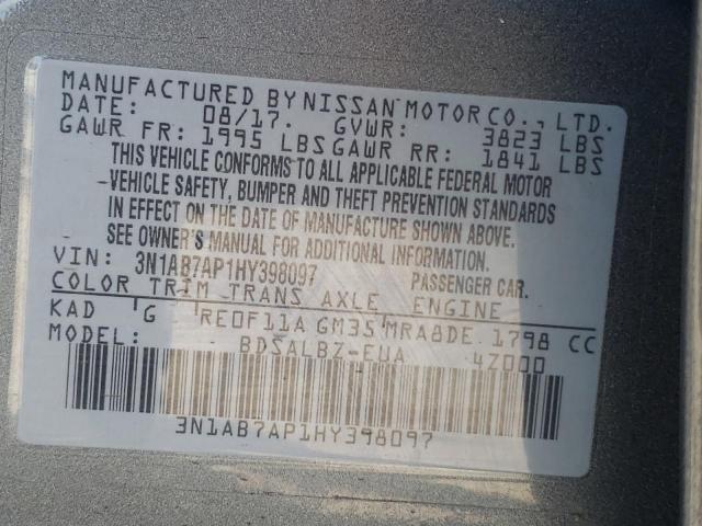 Photo 10 from auction – 2017 NISSAN SENTRA S with VIN 3N1AB7AP1HY398097