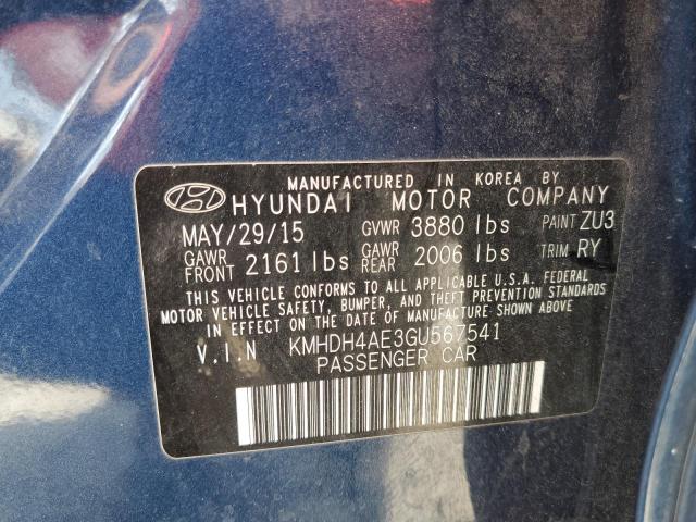 Photo 10 from auction – 2016 HYUNDAI ELANTRA SE with VIN KMHDH4AE3GU567541