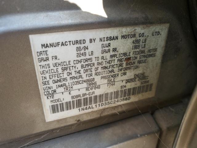Photo 10 from auction – 2005 NISSAN ALTIMA S with VIN 1N4AL11D35C240660