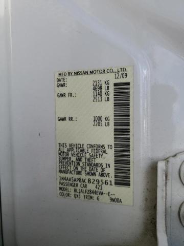 Photo 10 from auction – 2010 NISSAN MAXIMA S with VIN 1N4AA5AP8AC829561