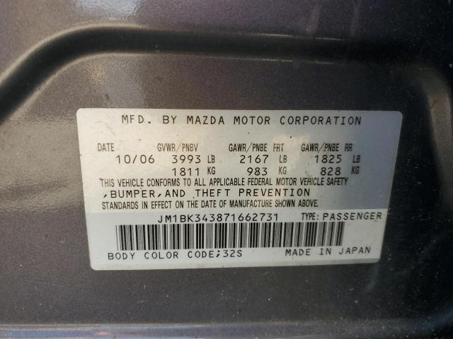 Photo 10 from auction – 2007 MAZDA 3 HATCHBAC with VIN JM1BK343871662731
