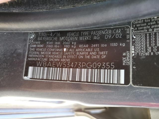 Photo 10 from auction – 2003 BMW 330 XI with VIN WBAEW53473PG09355