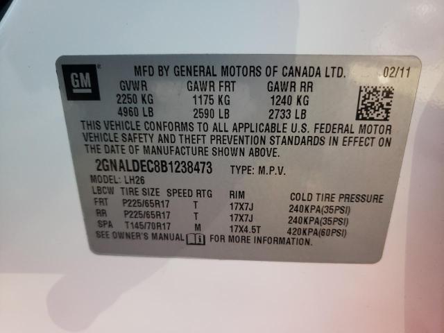 Photo 10 from auction – 2011 CHEVROLET EQUINOX LT with VIN 2GNALDEC8B1238473