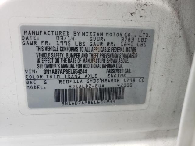 Photo 10 from auction – 2014 NISSAN SENTRA with VIN 3N1AB7AP8EL654244