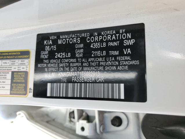 Photo 10 from auction – 2015 KIA OPTIMA with VIN KNAGM4A71F5662913