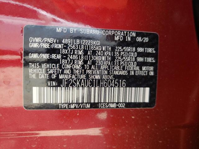 Photo 10 from auction – 2020 SUBARU FORESTER L with VIN JF2SKAUC1LH604516