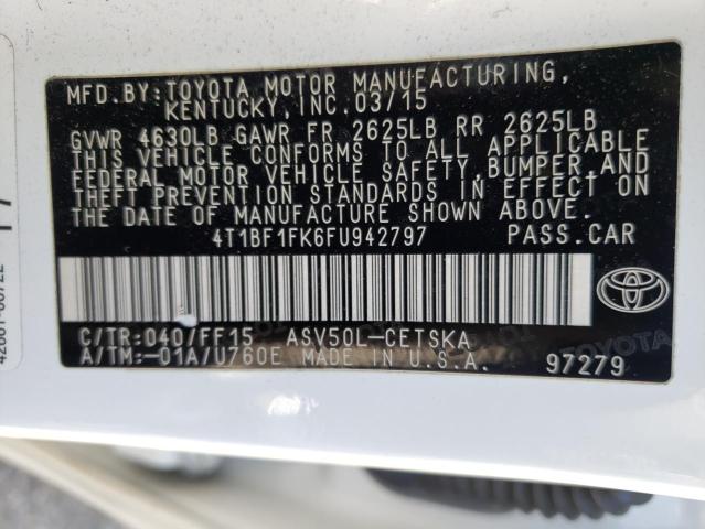 Photo 10 from auction – 2015 TOYOTA CAMRY LE with VIN 4T1BF1FK6FU942797