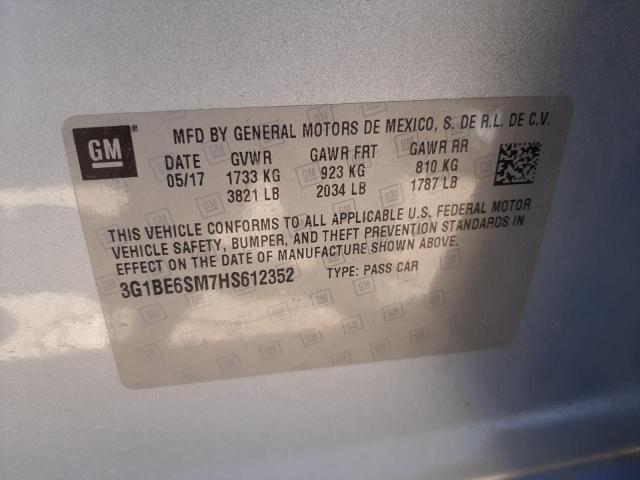 Photo 10 from auction – 2017 CHEVROLET CRUZE LT with VIN 3G1BE6SM7HS612352