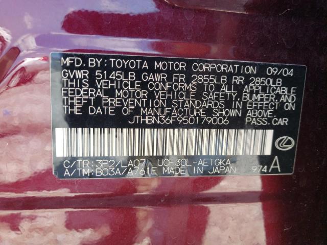 Photo 10 from auction – 2005 LEXUS LS 430 with VIN JTHBN36F950179006