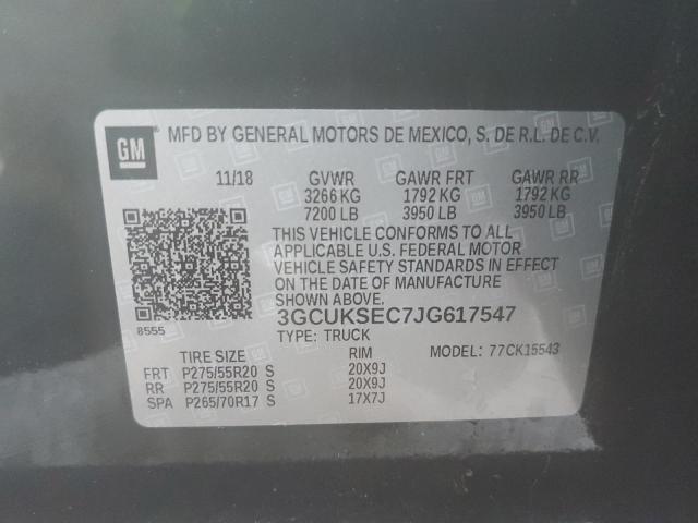 Фото 10 с аукциона – 2018 CHEVROLET SILVERADO с VIN 3GCUKSEC7JG617547