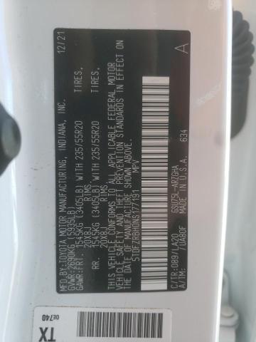 Photo 10 from auction – 2022 TOYOTA HIGHLANDER with VIN 5TDFZRBH0NS177191