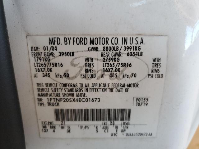 Photo 10 from auction – 2004 FORD F250 SUPER with VIN 1FTNF20SX4EC01673