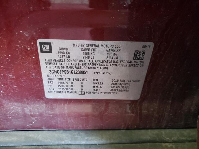 Photo 10 from auction – 2016 CHEVROLET TRAX 1LT with VIN 3GNCJPSB1GL238851