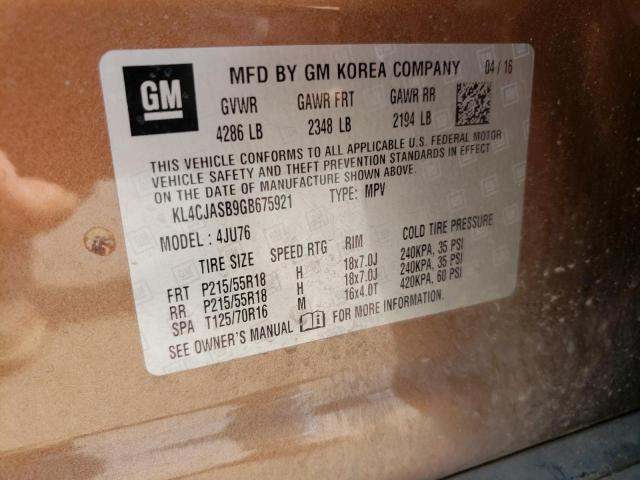 Photo 10 from auction – 2016 BUICK ENCORE with VIN KL4CJASB9GB675921