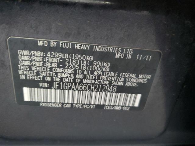 Photo 10 from auction – 2012 SUBARU IMPREZA with VIN JF1GPAA66CH212948