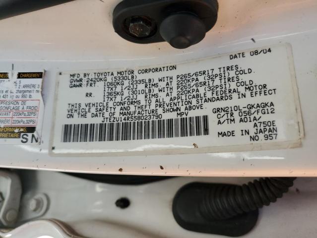 Photo 10 from auction – 2005 TOYOTA 4RUNNER SR with VIN JTEZU14R558023790