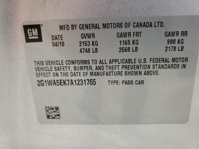 Photo 10 from auction – 2010 CHEVROLET IMPALA LS with VIN 2G1WA5EK7A1231765