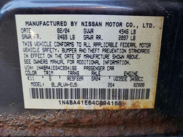 Photo 10 from auction – 2004 NISSAN MAXIMA SE with VIN 1N4BA41E64C894166