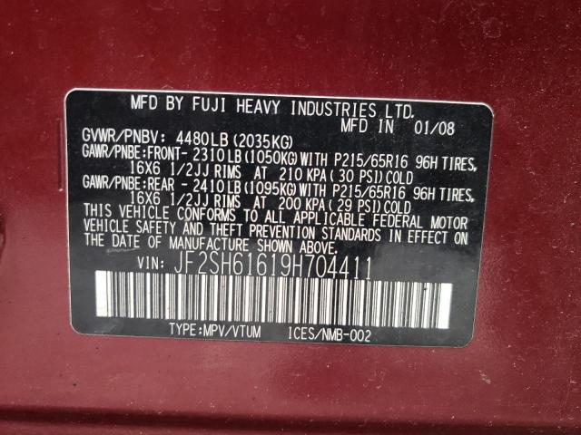 Photo 10 from auction – 2009 SUBARU FORESTER 2 with VIN JF2SH61619H704411