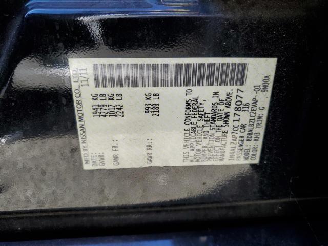 Photo 10 from auction – 2012 NISSAN ALTIMA BAS with VIN 1N4AL2AP7CC178077