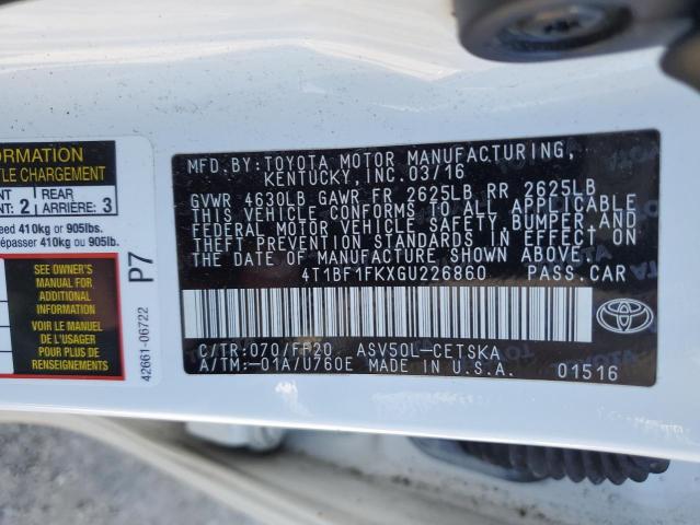 Photo 10 from auction – 2016 TOYOTA CAMRY LE with VIN 4T1BF1FKXGU226860