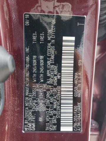Photo 10 from auction – 2018 TOYOTA HIGHLANDER with VIN 5TDZZRFH5JS284450