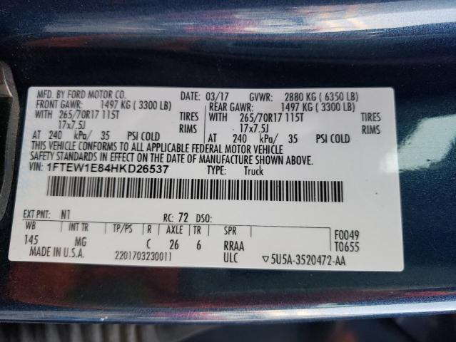 Photo 10 from auction – 2017 FORD F150 SUPER with VIN 1FTEW1E84HKD26537