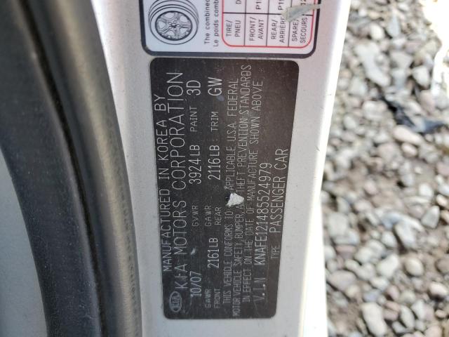 Photo 10 from auction – 2008 KIA SPECTRA EX with VIN KNAFE121485524979