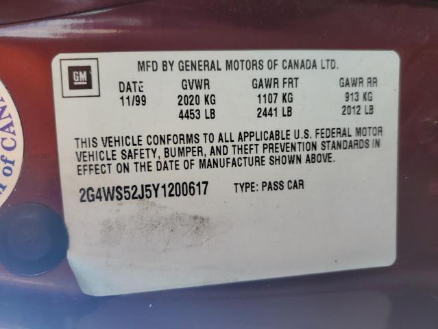 Photo 10 from auction – 2000 BUICK CENTURY CU with VIN 2G4WS52J5Y1200617