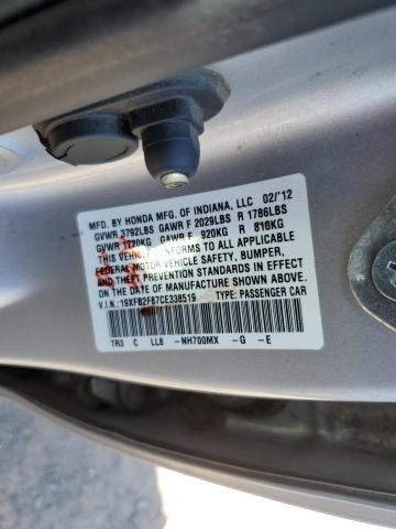 Photo 10 from auction – 2012 HONDA CIVIC EX with VIN 19XFB2F87CE338519