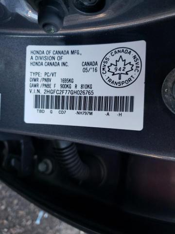 Photo 10 from auction – 2016 HONDA CIVIC EX with VIN 2HGFC2F77GH026765