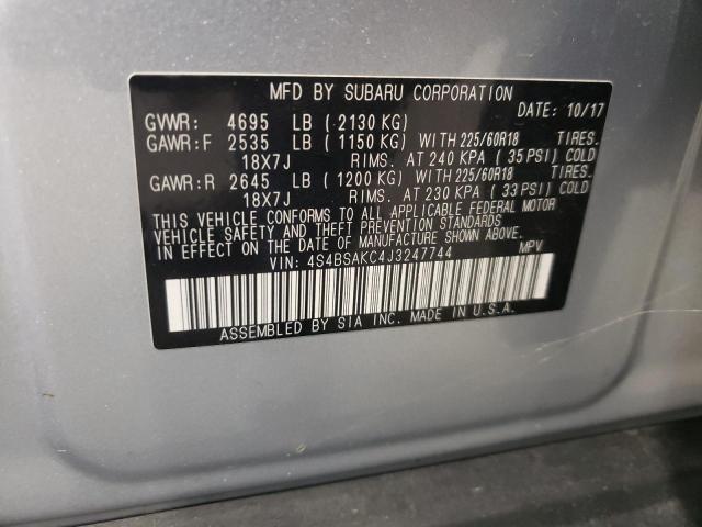 Photo 10 from auction – 2018 SUBARU OUTBACK 2. with VIN 4S4BSAKC4J3247744