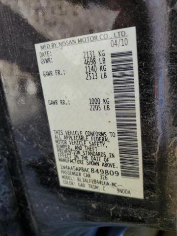 Photo 10 from auction – 2010 NISSAN MAXIMA S with VIN 1N4AA5AP8AC849809