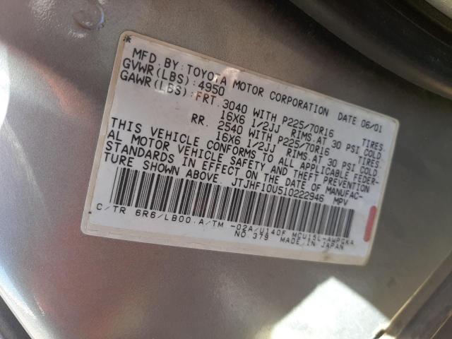 Photo 10 from auction – 2001 LEXUS RX 300 with VIN JTJHF10U510222946
