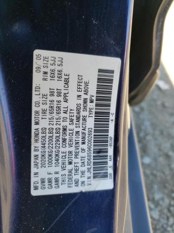 Photo 10 from auction – 2006 HONDA CR-V LX with VIN JHLRD68596C002693