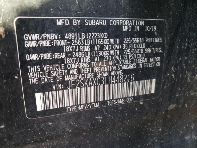 Photo 10 from auction – 2020 SUBARU FORESTER T with VIN JF2SKAXC3LH448216