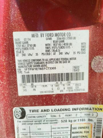 Photo 10 from auction – 2014 FORD F150 SUPER with VIN 1FTFW1ET6EFC73305