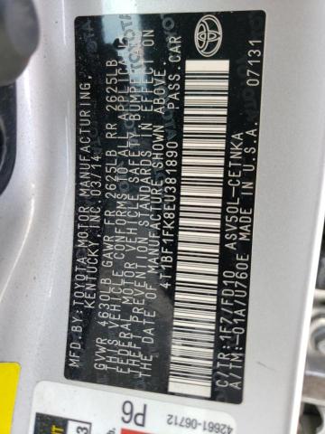 Photo 10 from auction – 2014 TOYOTA CAMRY L with VIN 4T1BF1FK8EU381890