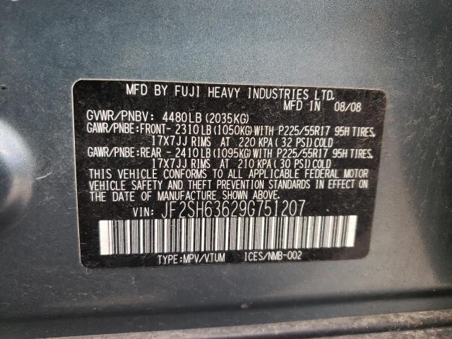 Photo 10 from auction – 2009 SUBARU FORESTER 2 with VIN JF2SH63629G751207